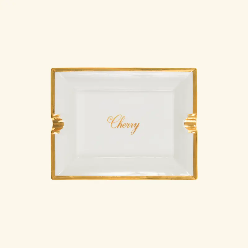 Rectangular Ceramic Ashtray (Off-White/Gold) 1