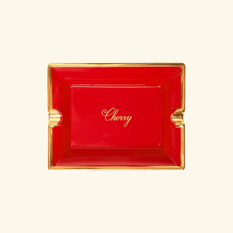 Rectangular Ceramic Ashtray (Red/Gold) 1