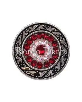 Red & Ab Antique Silver 1.5" Disc European Crystal Concho 1