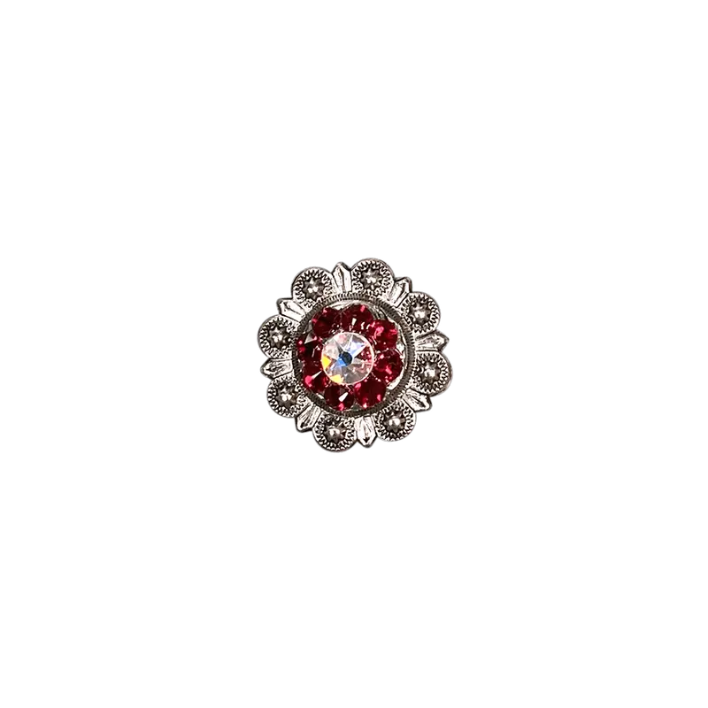 Red & Ab Antique Silver 1" European Crystal Concho 1