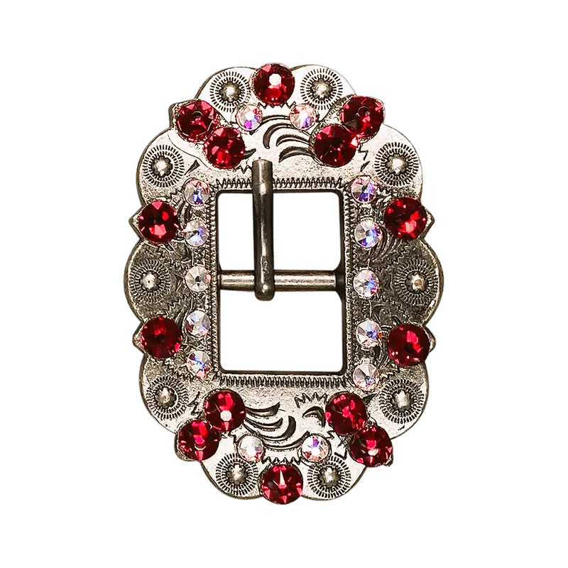 Red & Ab Antique Silver European Crystal Cart Buckle 1