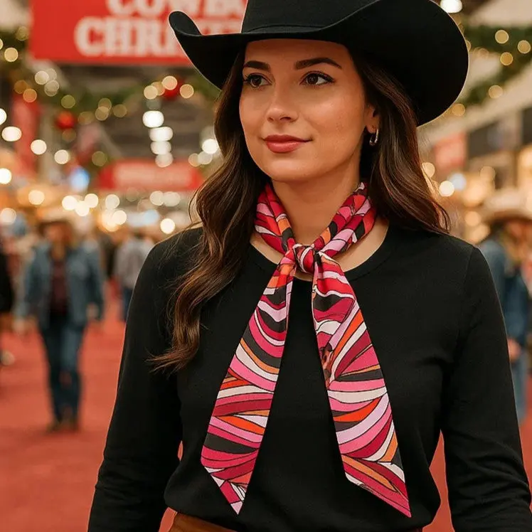 Red And Pink Western Skinny Mini Wild Rag Scarf / Cowgirl Necktie #Tw315 1