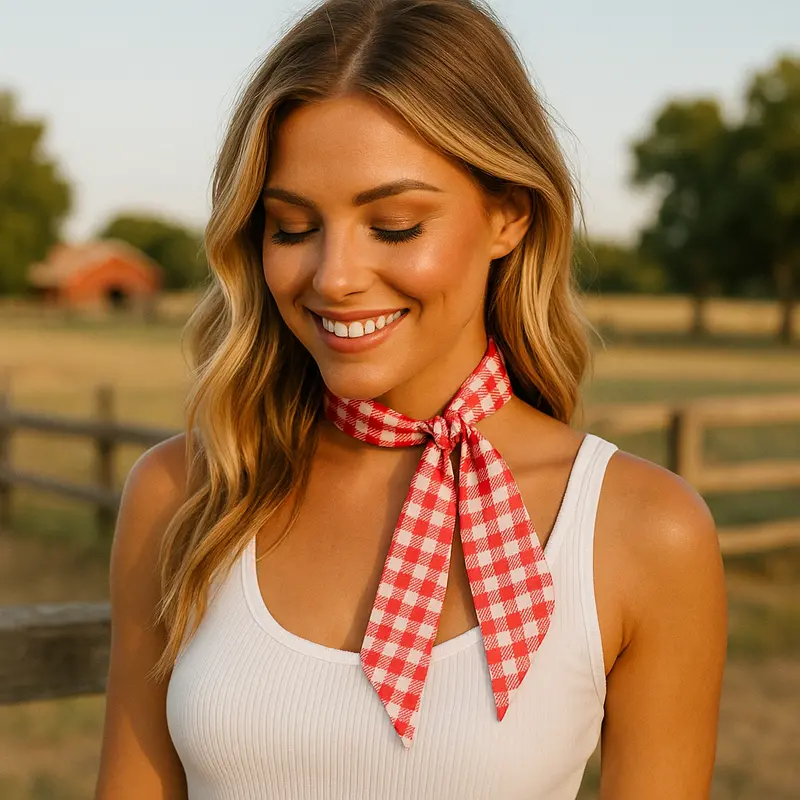 Red And White Western Skinny Mini Wild Rag Scarf / Cowgirl Necktie #Tw124 1