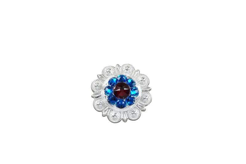 Red & Blue Bright Silver 1" European Crystal Concho 1