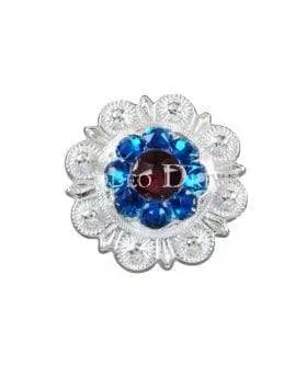 Red & Blue Bright Silver 1" European Crystal Concho 2