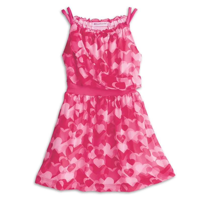 Red Hearts Ruffle Dress For Girls 1