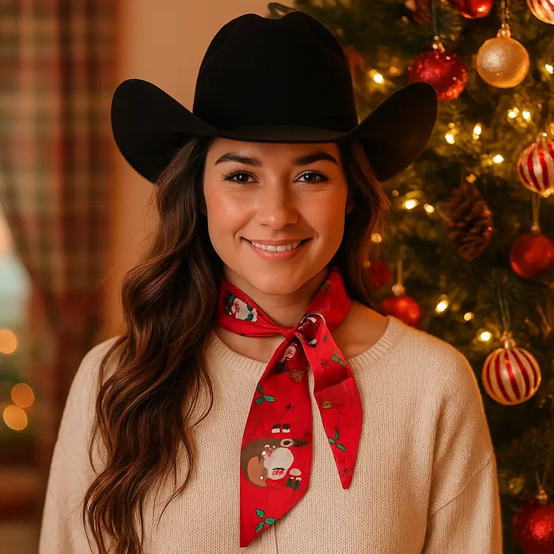 Red Holiday Western Skinny Mini Wild Rag Scarf / Cowgirl Necktie  #Tw147 1