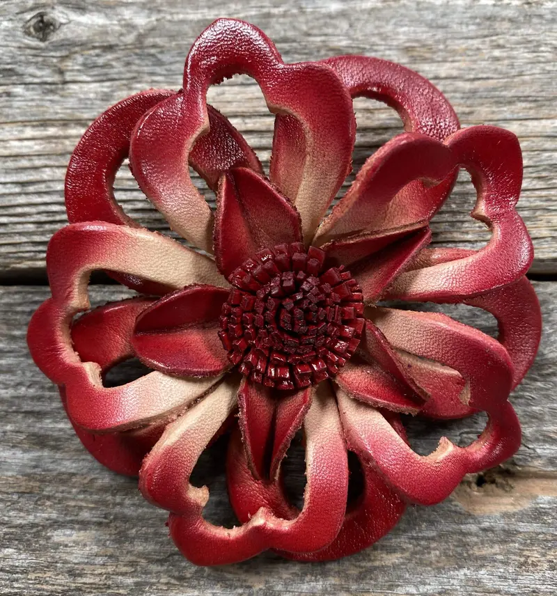 Red Lotus Leather Flower 1