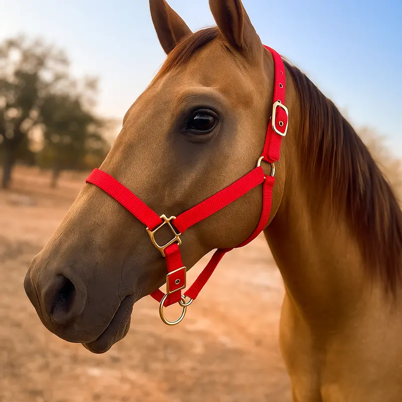Red Nylon Horse Halter Nhred 1
