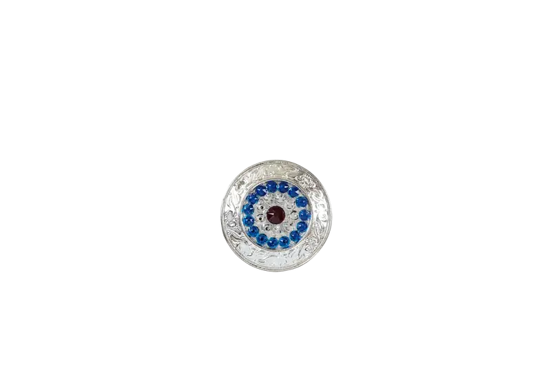 Red White & Blue Bright Silver 1.5" Disc European Crystal Concho 1