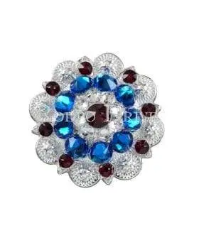 Red White & Blue Bright Silver 1.5" European Crystal Concho 2