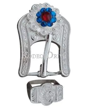 Red White & Blue Silver European Crystal Buckle Keeper Set 1