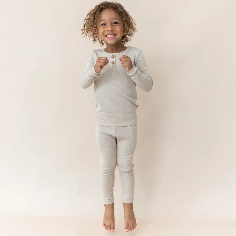 Ribbed Henley Set In Bisque 1