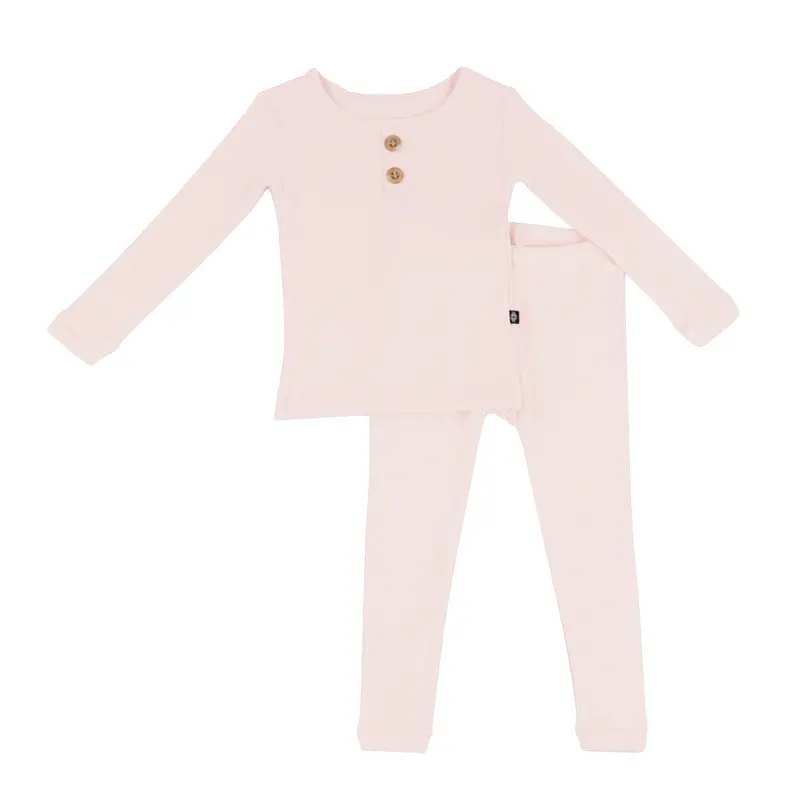 Ribbed Henley Set In Blush 2