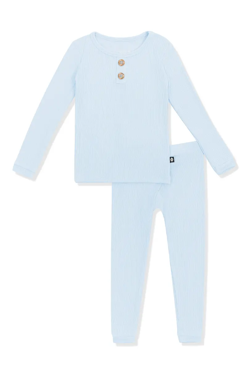Ribbed Henley Set In Breeze 2