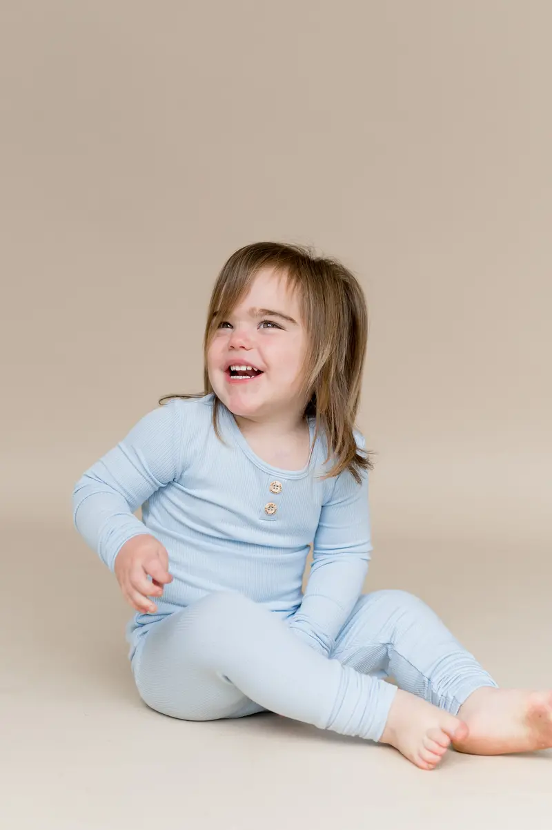 Ribbed Henley Set In Breeze 3