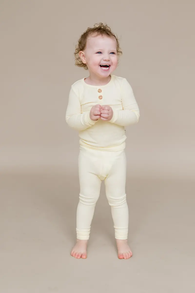 Ribbed Henley Set In Chamomile 1