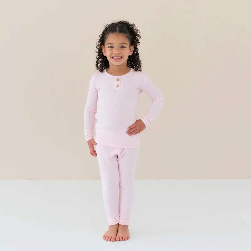 Ribbed Henley Set In Sakura 1