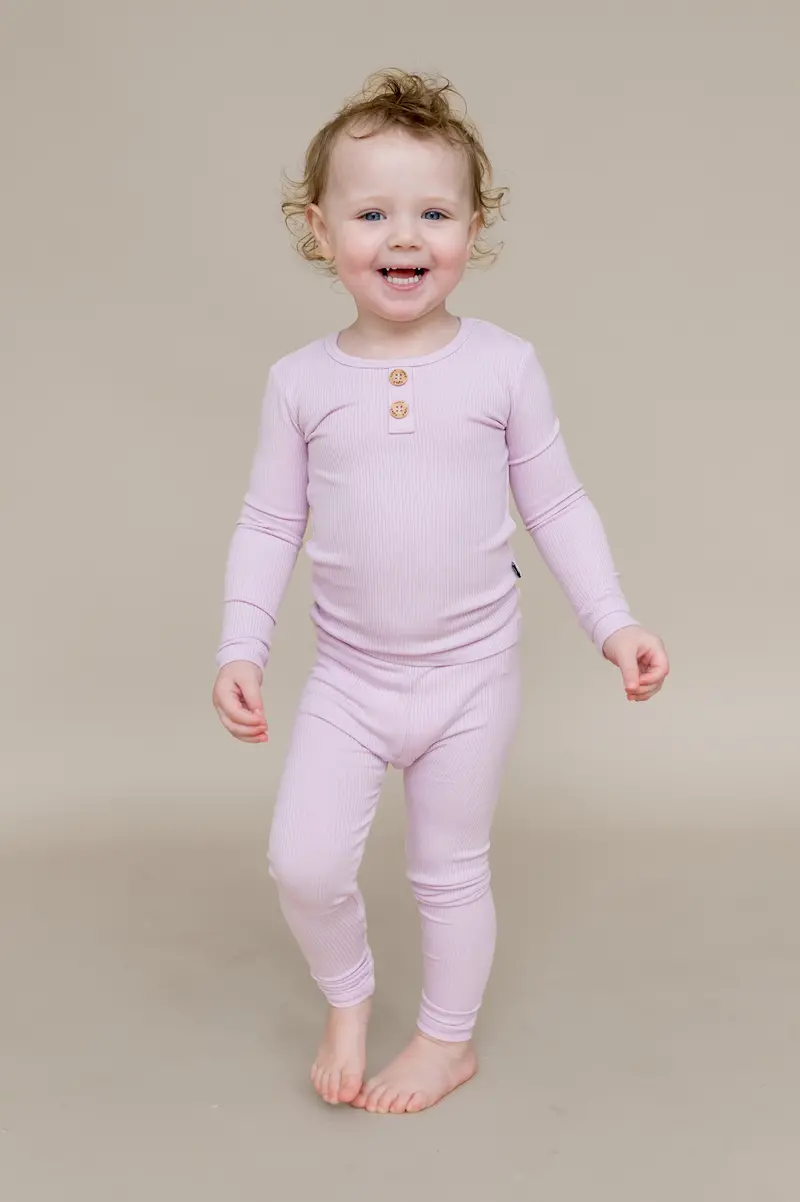 Ribbed Henley Set In Thistle 1