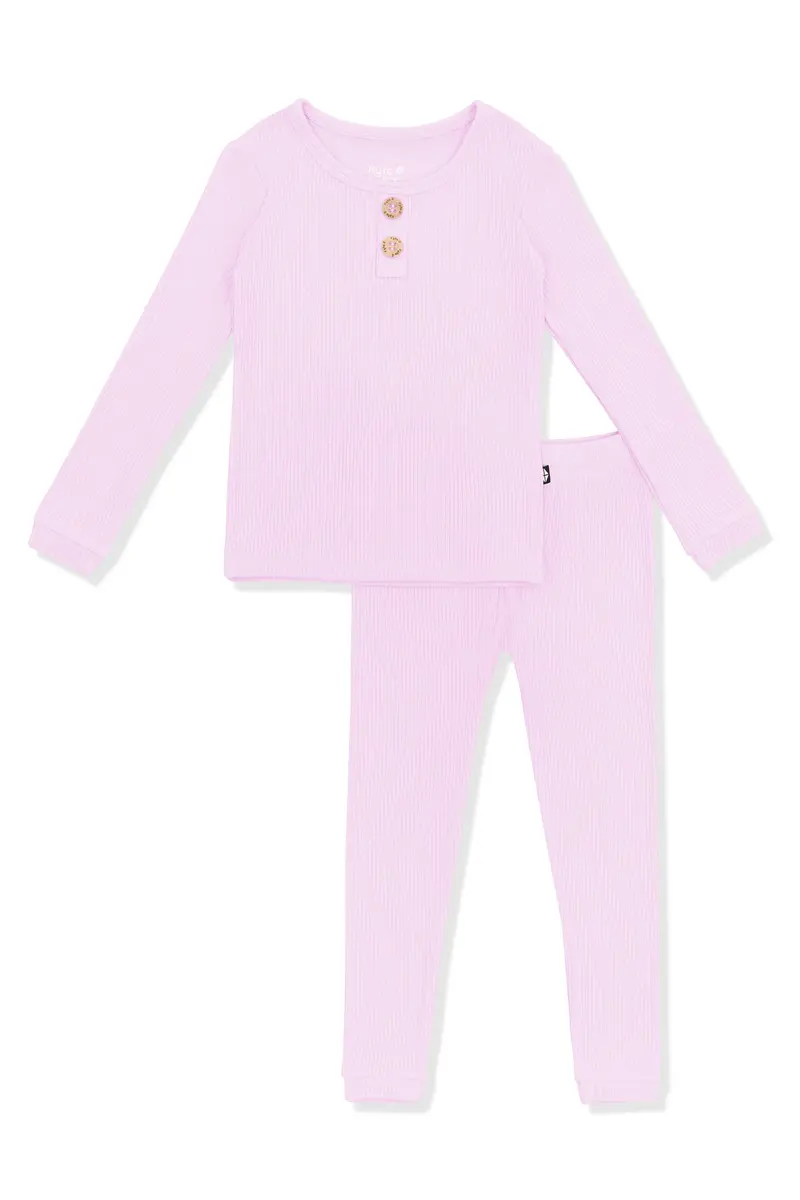 Ribbed Henley Set In Thistle 2