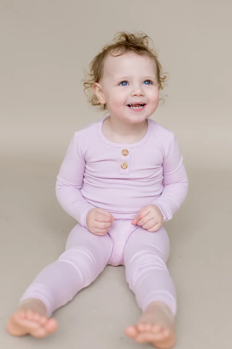 Ribbed Henley Set In Thistle 3