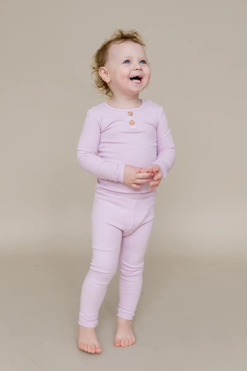 Ribbed Henley Set In Thistle 4