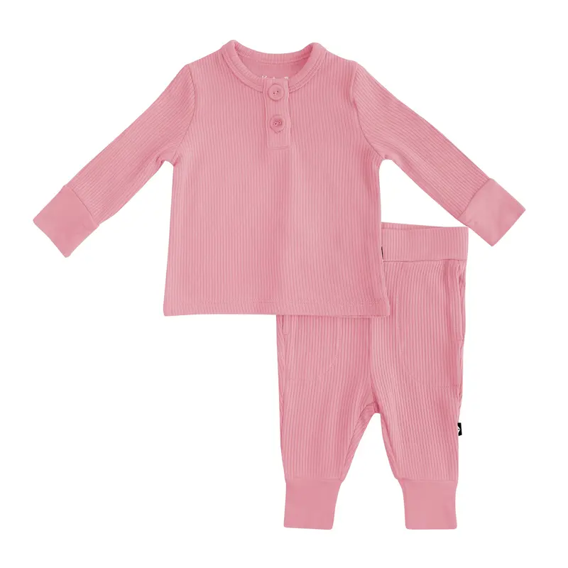 Ribbed Infant Henley Set In Apple Blossom 2