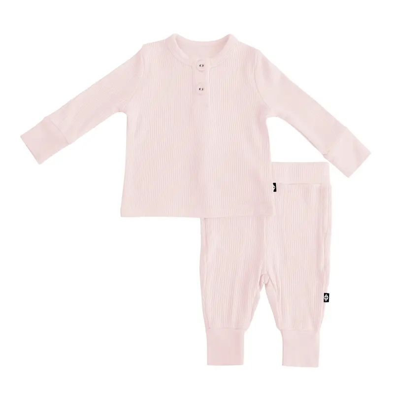 Ribbed Infant Henley Set In Blush 2