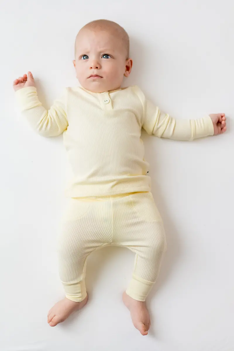 Ribbed Infant Henley Set In Chamomile 1