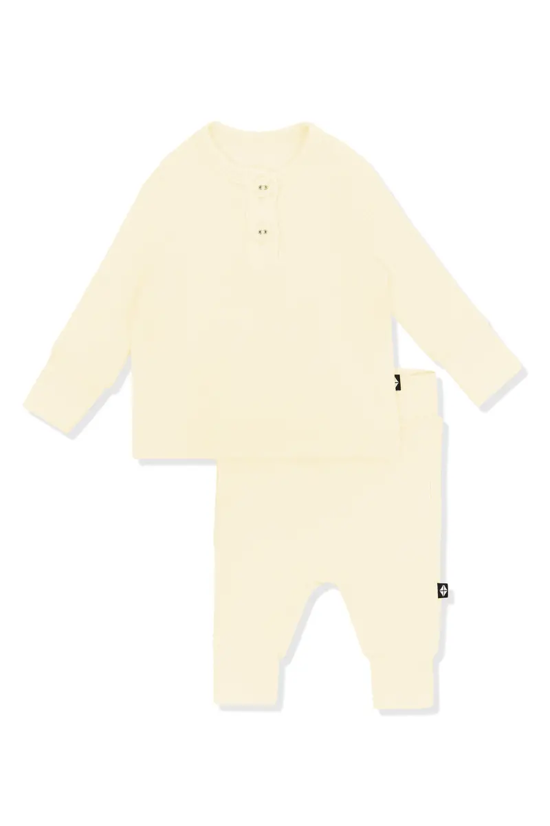 Ribbed Infant Henley Set In Chamomile 2