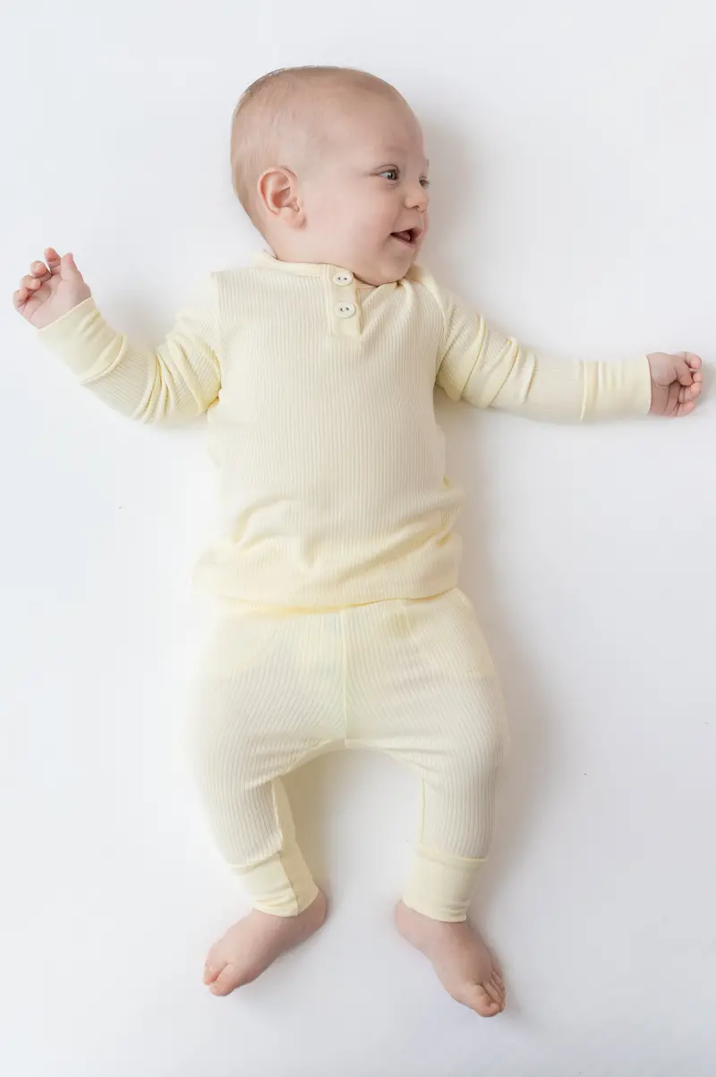 Ribbed Infant Henley Set In Chamomile 3