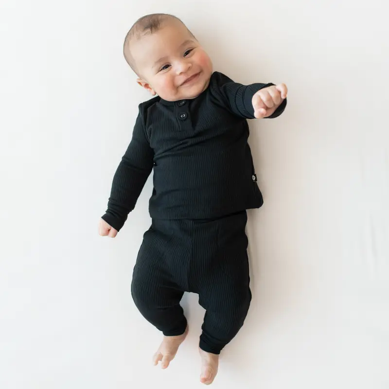 Ribbed Infant Henley Set In Midnight 1
