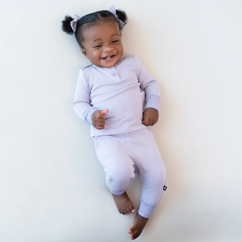 Ribbed Infant Henley Set In Taro 1
