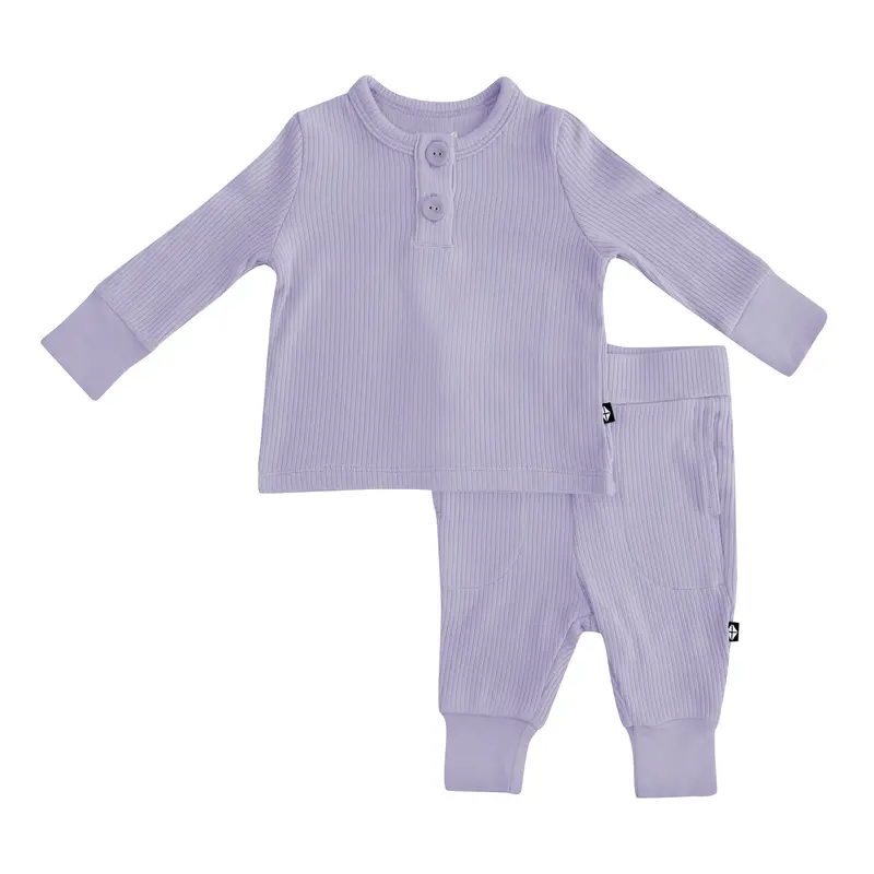 Ribbed Infant Henley Set In Taro 2