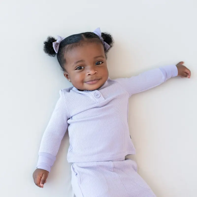 Ribbed Infant Henley Set In Taro 3