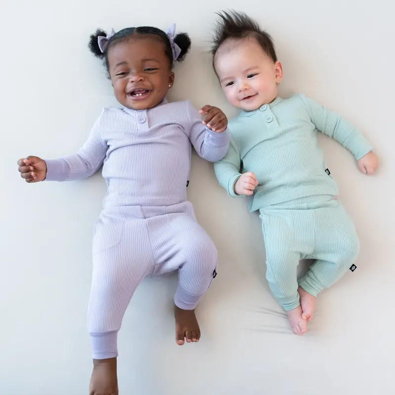 Ribbed Infant Henley Set In Taro 4