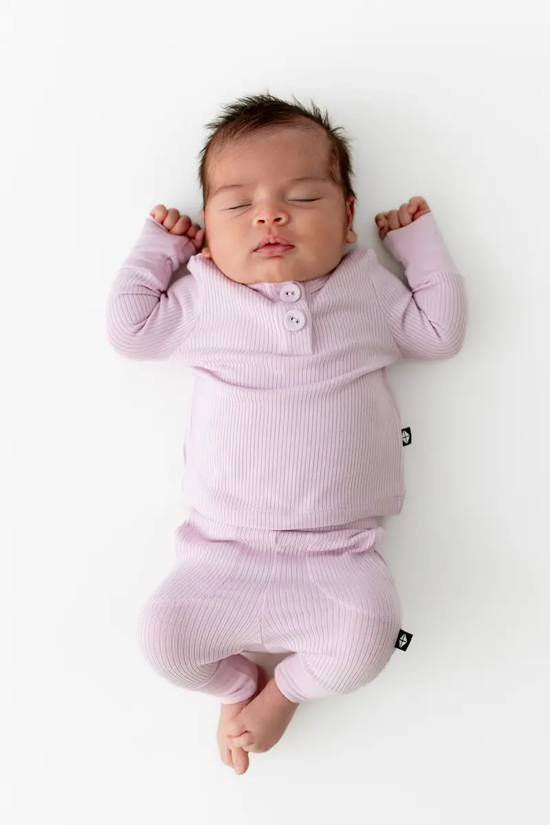 Ribbed Infant Henley Set In Thistle 3