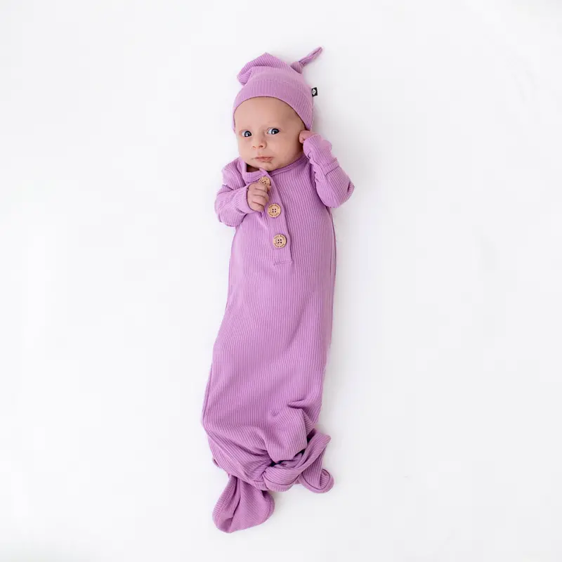 Ribbed Knotted Gown With Hat Set In Poi 1