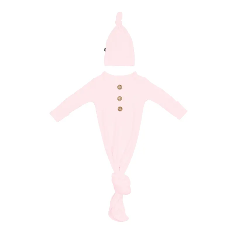 Ribbed Knotted Gown With Hat Set In Sakura 2