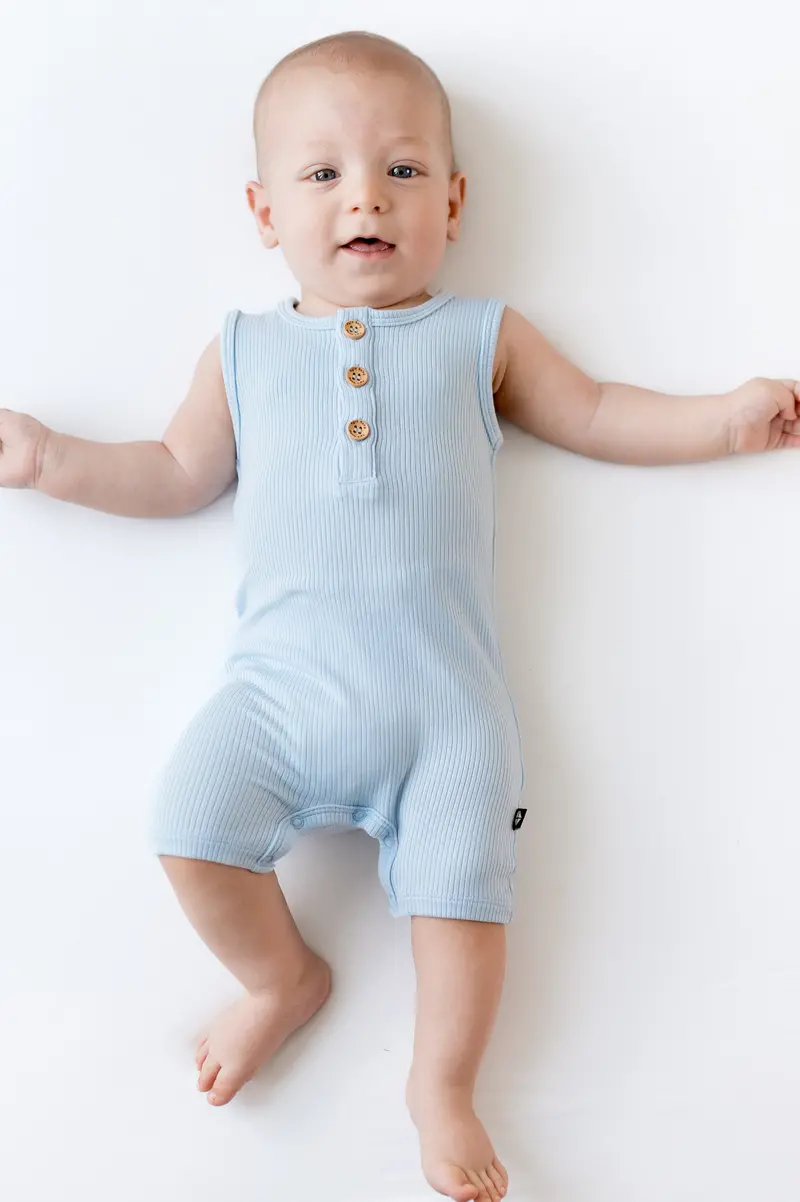Ribbed Sleeveless Shortall In Breeze 1