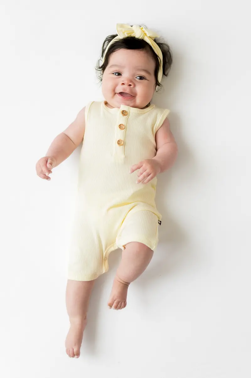 Ribbed Sleeveless Shortall In Chamomile 1