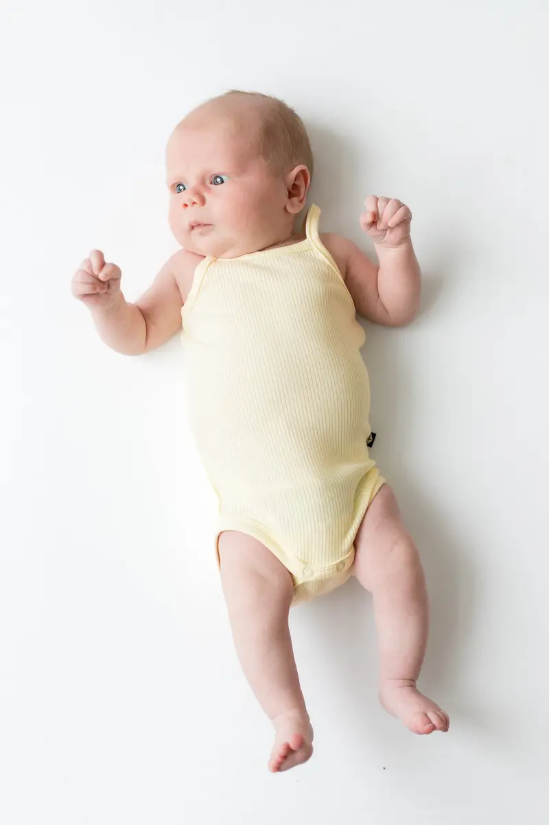 Ribbed Spaghetti Strap Bodysuit In Chamomile 1