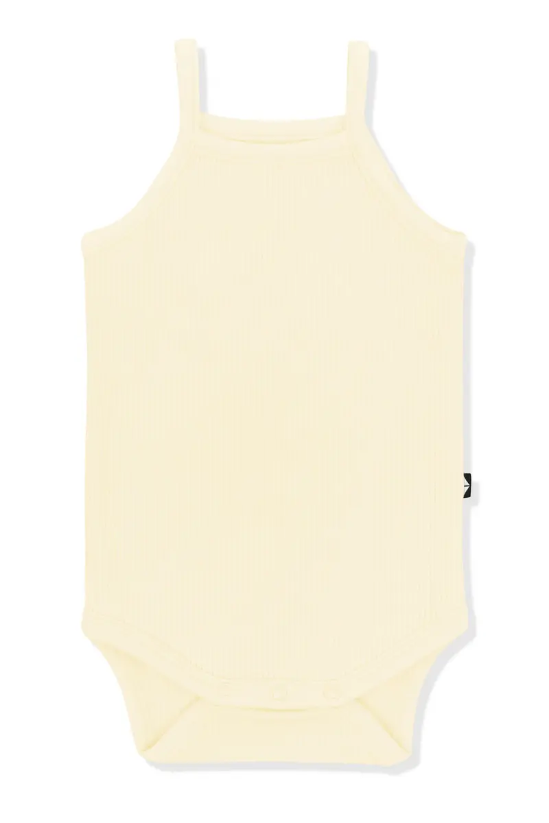 Ribbed Spaghetti Strap Bodysuit In Chamomile 2