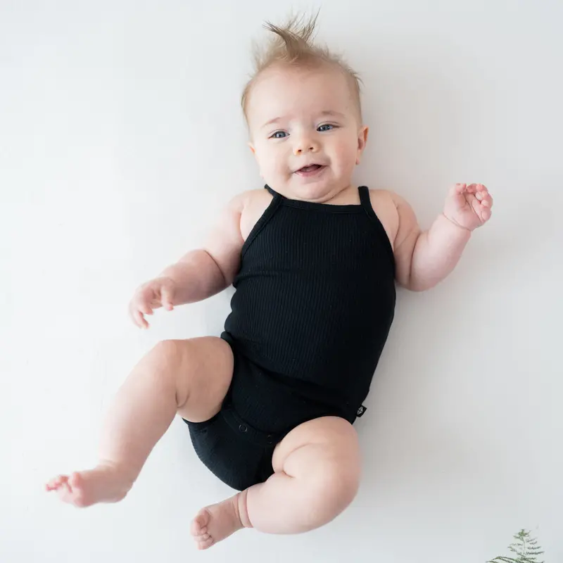 Ribbed Spaghetti Strap Bodysuit In Midnight 1