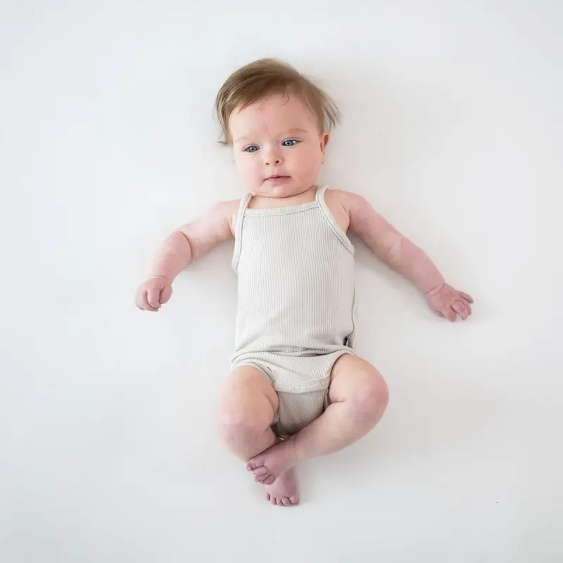 Ribbed Spaghetti Strap Bodysuit In Oat 1