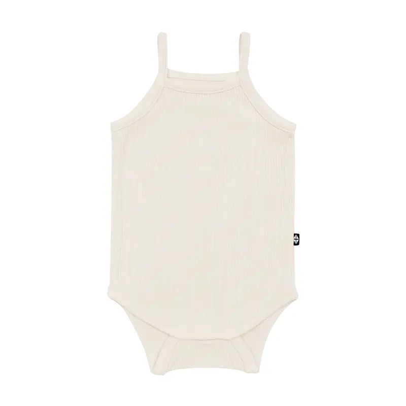 Ribbed Spaghetti Strap Bodysuit In Oat 2
