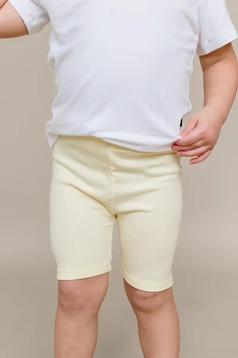 Ribbed Toddler Biker Shorts In Chamomile 1