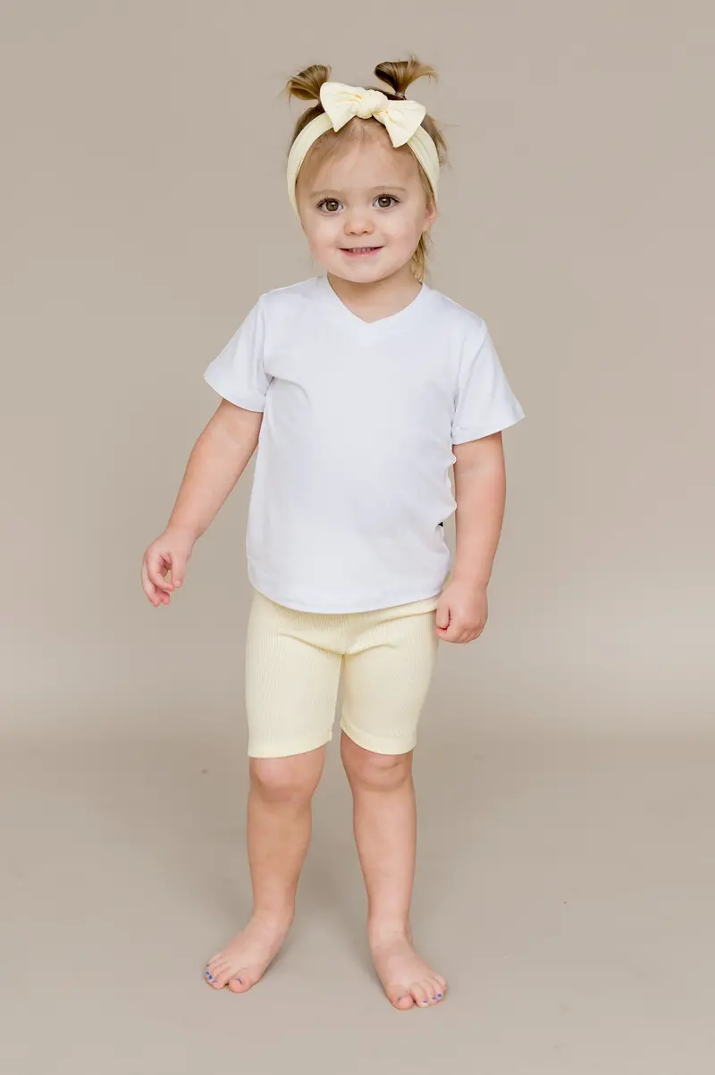 Ribbed Toddler Biker Shorts In Chamomile 3