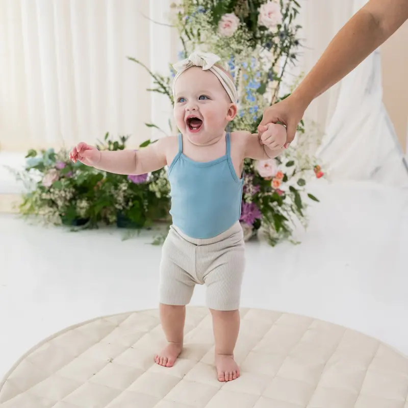 Ribbed Toddler Biker Shorts In Oat 1