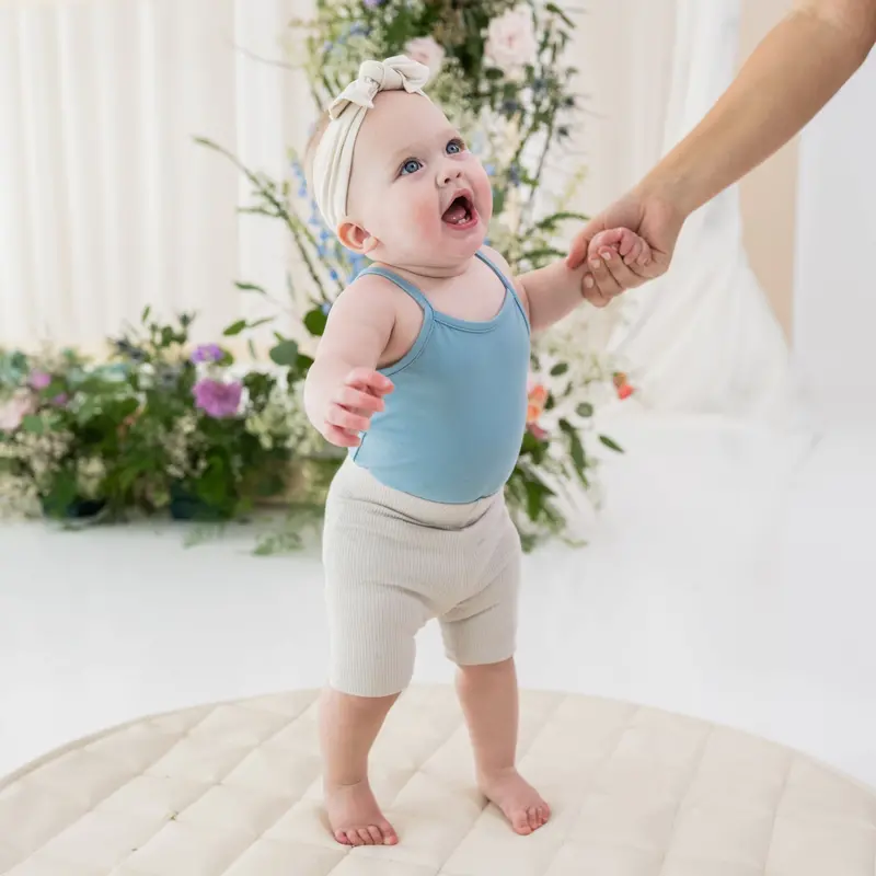 Ribbed Toddler Biker Shorts In Oat 3